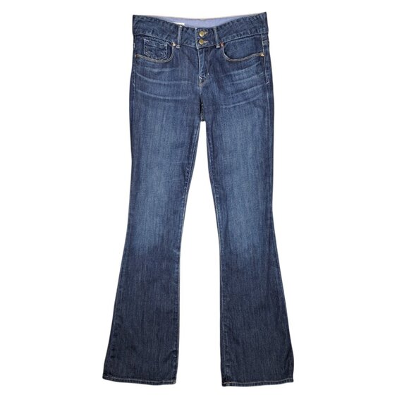 Gap 1969 Perfect Boot Cut Jeans Womens 26/2R Dark Wash Bootcut Low Rise Stretch - Picture 1 of 5